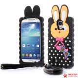 Силиконовый чехол Кролик 3D для Samsung I9500 Galaxy S 4 (черный)